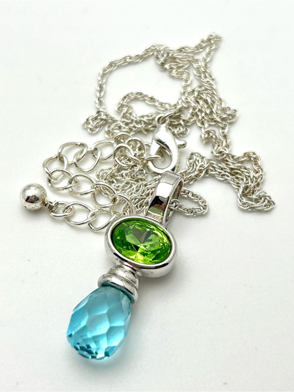 Lia Sophia Blue and Green Jeweled Pendant Necklace